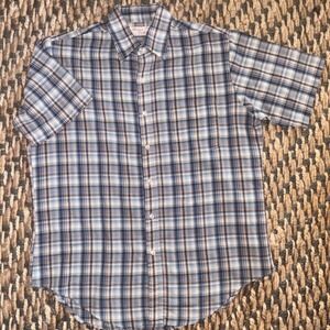 VTG 70's‎ Designer Collection Plaid Shirt Mens M  Excellent Short Sleeve USA